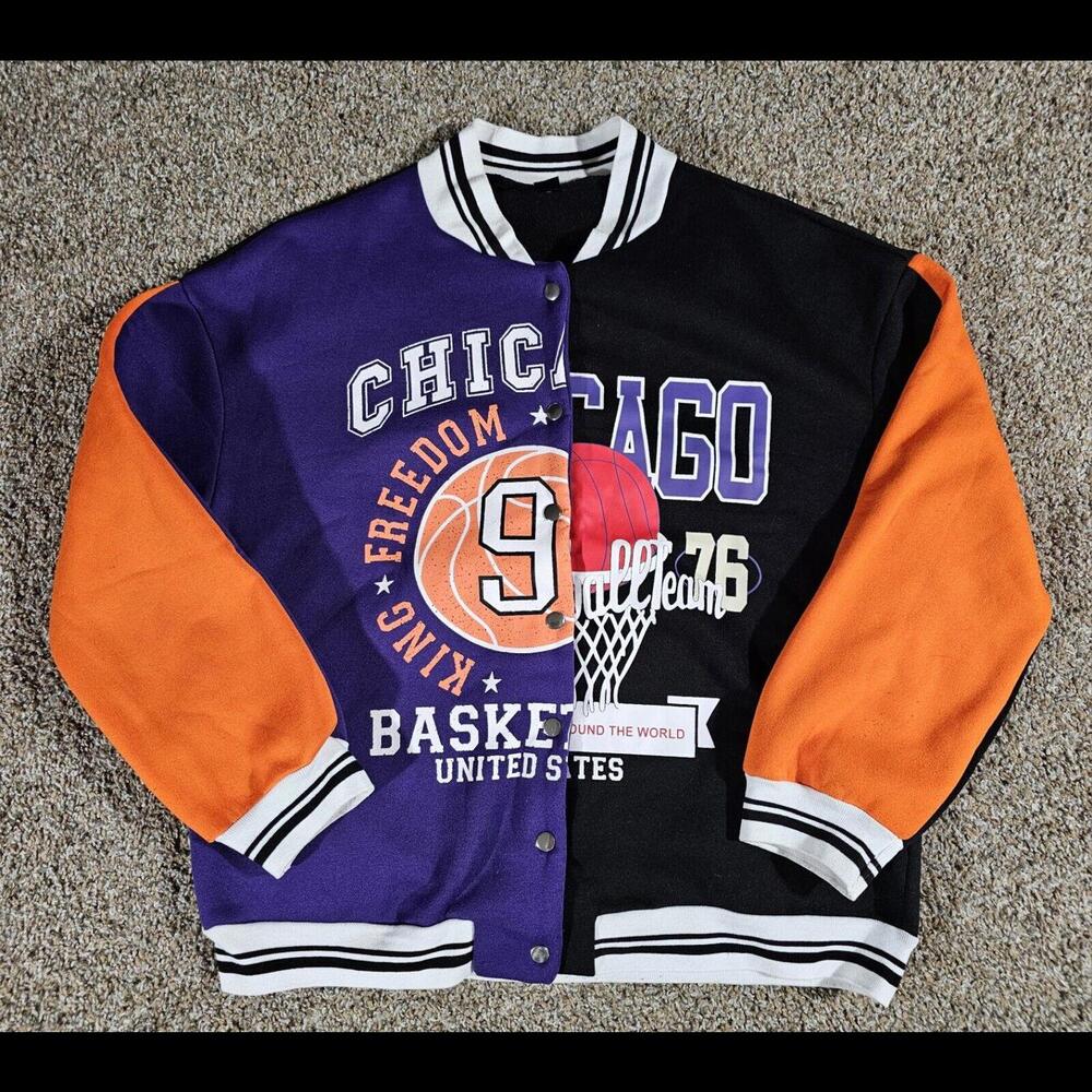 Chicago Basketball Dual Sided SHEIN Retro Varsity Jacket LG
